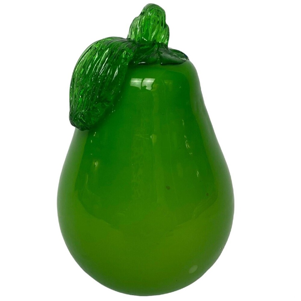 Vintage Pear Hand Blown Molded  Art Glass Fruit Glass Home Kitchen Decoration